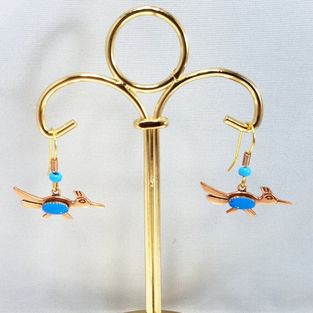 Vintage Roadrunner Solid Copper Earrings, Bells T… - image 8